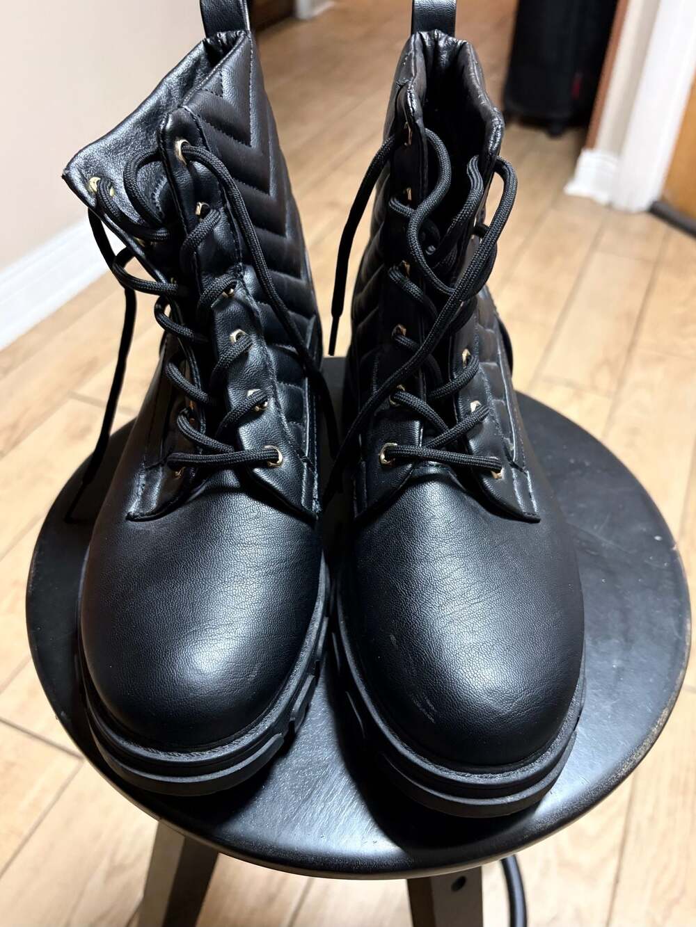 Nautica Women's Quilted Lace-Up Combat Boots